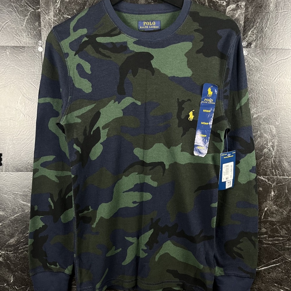 Polo Ralph Lauren Men's Camo Thermal Waffle Sleeve Shirt Small
